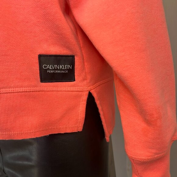 Calvin Klein Performance Hoodie Womens Small Hot Orange Cropped Casual - Picture 5 of 8